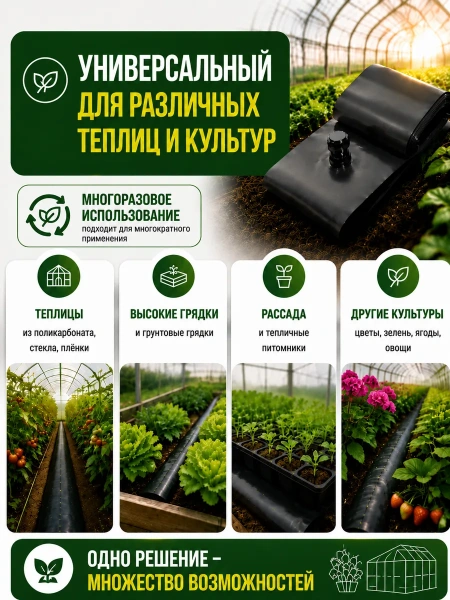 Аккумулятор тепла для теплицы Солнышко черный 0,2х4 м со штуцером 2 шт Благодатное земледелие